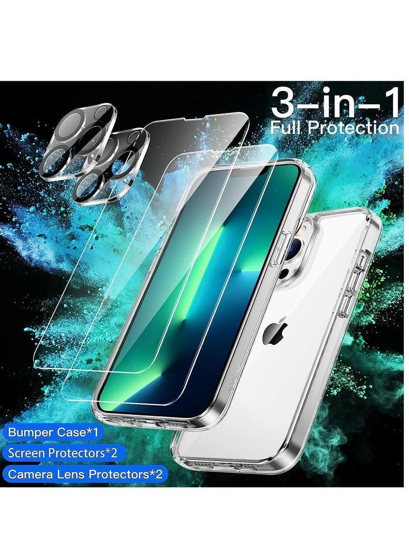 Gravity 3 in 1 Case for iPhone 14 Pro Max 6.7-Inch, with 2-Pack Screen Protector and Camera Lens Protector, Non-Yellowing Shockproof Bumper Phone Cover, Full Coverage Tempered Glass Film (Clear) - Image 2