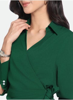 Dennis Lingo Regular Fit Green Poly Dress – Versatile and Comfortable  - Image 5