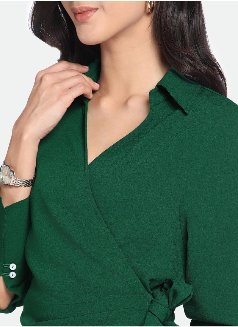 Dennis Lingo - Regular Fit Green Poly Dress – Versatile and Comfortable - Image 1