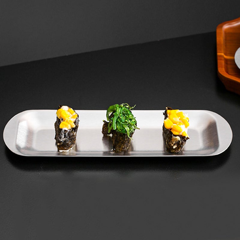 Sushi Plate Stainless Steel Serving Plate Snack Storage Tray Reusable Sushi Holder - Image 4