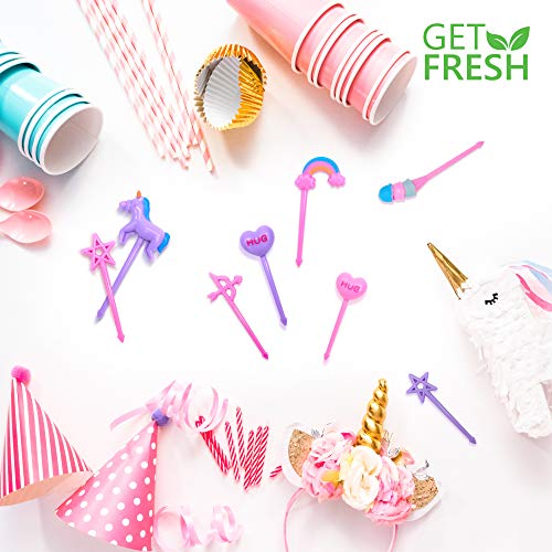 GET FRESH Unicorn Bento Food Picks for Kids 24 pc Set Cute Decorative Plastic Animal Toothpicks for Toddlers Lunch Decoration Reusable Bento Box Set - Image 4