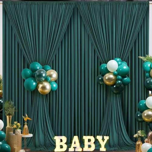 HomeArt 4 Ft. x 12 Ft. Dark Green Backdrop Curtains Panels, Wrinkle Free Polyester Photography Backdrop Drapes, Wedding Party Home Decoration Supplies - Image 4