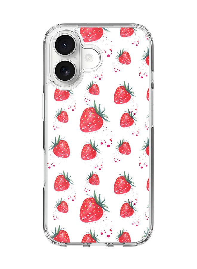 Stylizedd Classic Clear MagSafe Case for iPhone 17 , Hybrid Soft Case Flexible Edges Anti Drop TPU PC Gel Thin Transparent Cover [ Designed for iPhone 17 ] - Dripping Strawberries Full Print