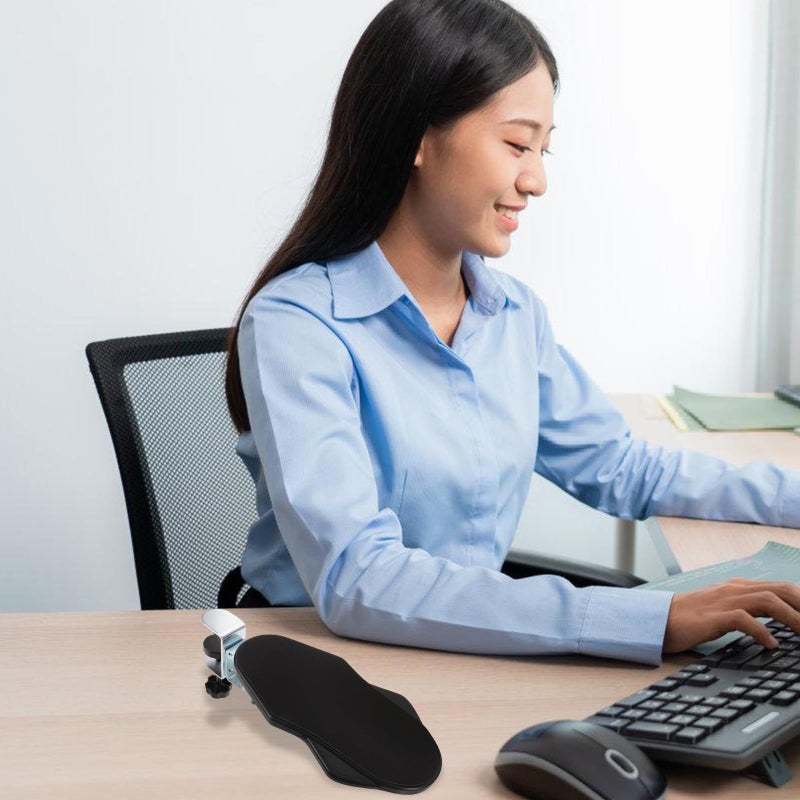 Adjustable Ergonomic Desk Elbow Rest With Rotating Wrist Cushion Folding Arm Support For Office And Gaming Computer Use - Image 4