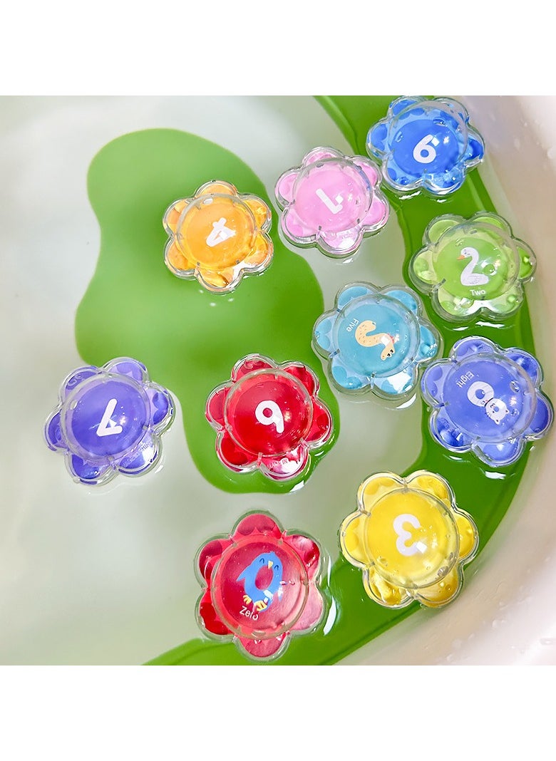 Petal floating bathtub toy, 10 piece bathtub digital set, educational water swimming pool toy learning activity, preschool shower toy gift  - Image 5