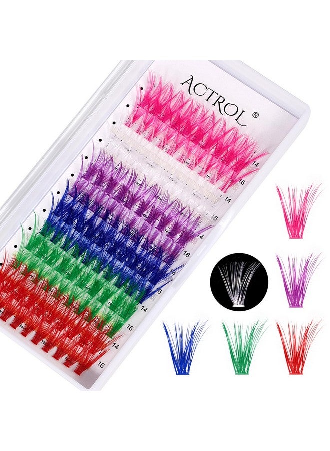 ACTROL Colored Cluster Lash Extensions 120Pcs 40D 14Mm 16Mm Mixed Rainbow Colorful Individual Eyelash Salon Party White Purple Pink Cluster Eyelash - Image 1