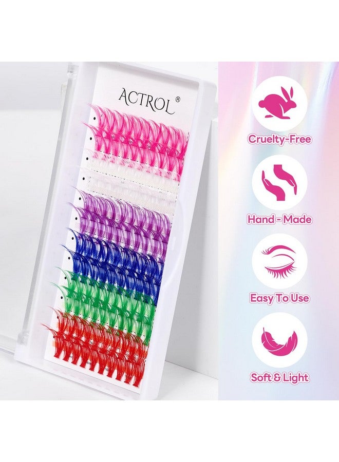 ACTROL Colored Cluster Lash Extensions 120Pcs 40D 14Mm 16Mm Mixed Rainbow Colorful Individual Eyelash Salon Party White Purple Pink Cluster Eyelash - Image 3