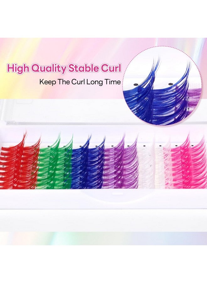 ACTROL Colored Cluster Lash Extensions 120Pcs 40D 14Mm 16Mm Mixed Rainbow Colorful Individual Eyelash Salon Party White Purple Pink Cluster Eyelash - Image 2