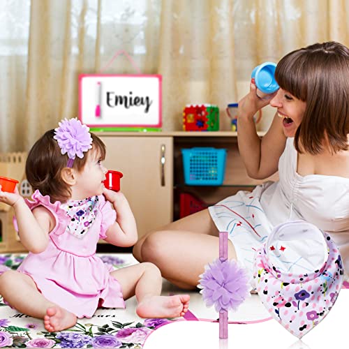 Chumia 6 Pcs Baby Monthly Milestone Blanket for Girl 60" x 40" Butterfly Milestone Blanket Age Photo Photography Backdrop with Newborn Calendar Growth Chart Bib Headband(Purple,Floral Pattern) - Image 5