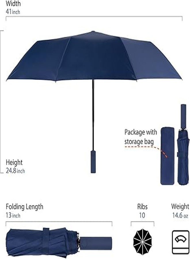 SEMNOX CREATION Umbrella for Rain and UV Sun Protection, Compact Portable Travel Car Folding Umbrella, Windproof Lightweight Automatic Open and Close UPF50+ for Men Women 10 Ribs (Blue) - Image 2