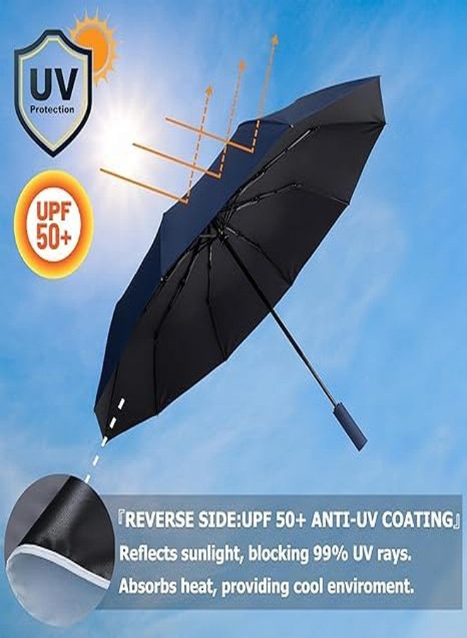 SEMNOX CREATION Umbrella for Rain and UV Sun Protection, Compact Portable Travel Car Folding Umbrella, Windproof Lightweight Automatic Open and Close UPF50+ for Men Women 10 Ribs (Blue) - Image 5