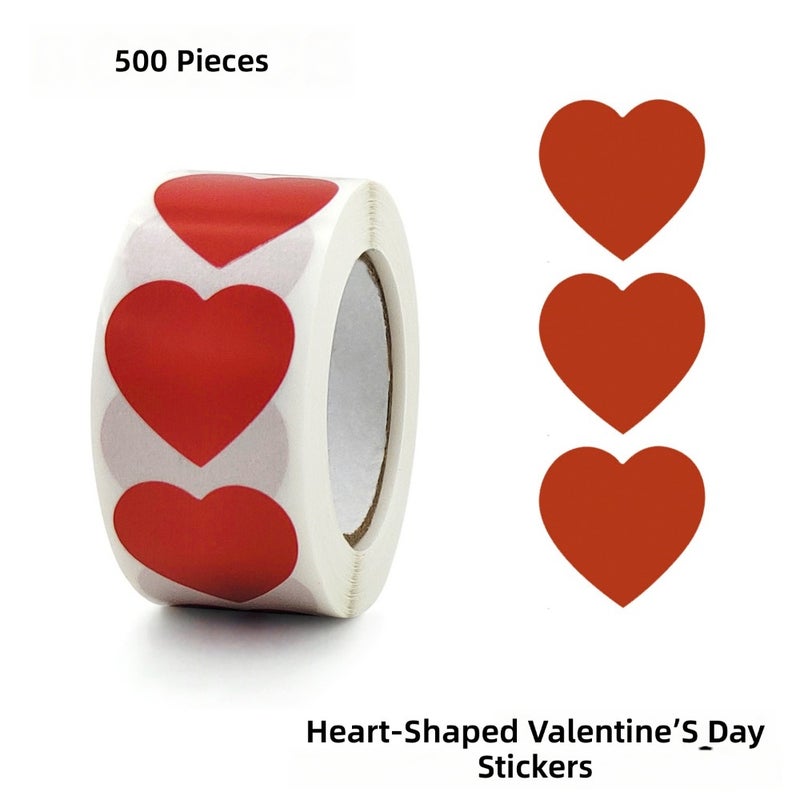500 stickers/rolled color love stickers, stickers, heart-shaped stickers, labels, wedding gifts, decorative sealing  stickers, - Image 1