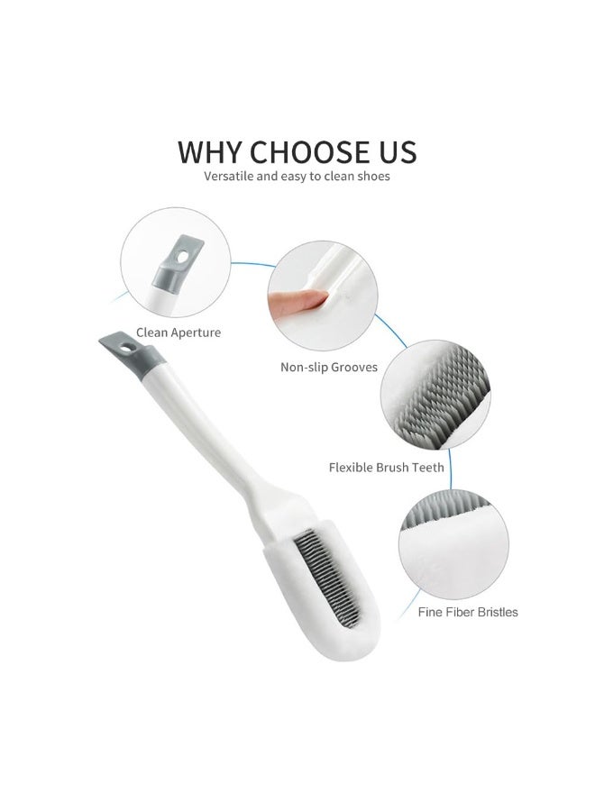 Professional Cleaning Shoe Brush, Multifunctional Long Handle Shoe Brush Cleaner, Hangable Soft Bristle Shoes Cleaning Brush (White) ﻿ - Image 3