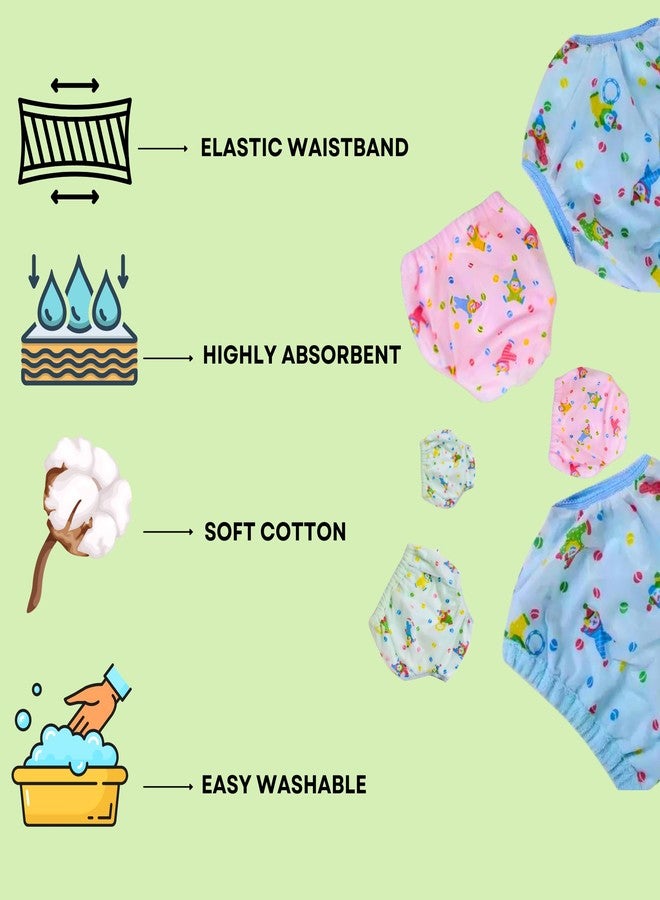Lala Maneet Baby Panties Soft PVC Plastic Diaper Joker Panties for Baby | Washable, Reusable Printed Pants with Outer Plastic & Inner Cotton (Pack of 3, Medium, 3-6 Months) - Image 3