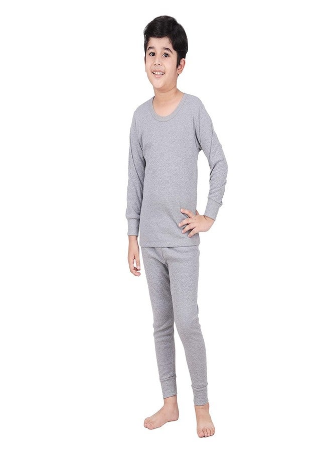 Hivata Fancy Kids Thermal Top and Pyjama, Full Sleeves Kids Inner Wear, Boys Thermal Inner Wear Set Assorted (May Be Colour) (7-8 Years) Grey