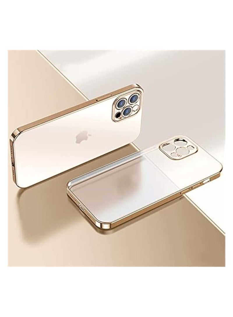 iPhone 14 Pro Max Case Ultra Slim TPU Clear Shockproof Scratch Resistant Cover iPhone Gold Simple Case 