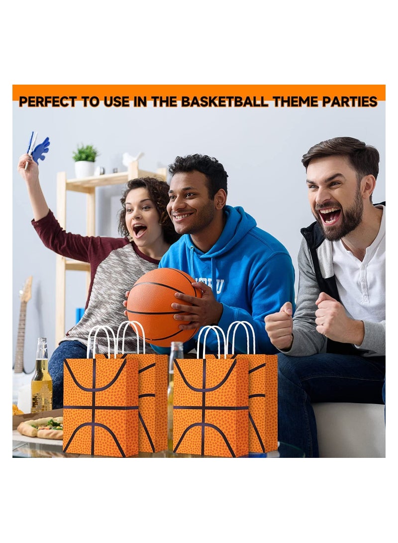 SYOSI 12 Pcs Basketball Party Bags Baseball Gift Goodie Favor Bags Basketball Treat Candy Goody Bags Party Decorations Basketball Birthday Bag with Handle for Kids Basketball Theme Birthday - Image 2