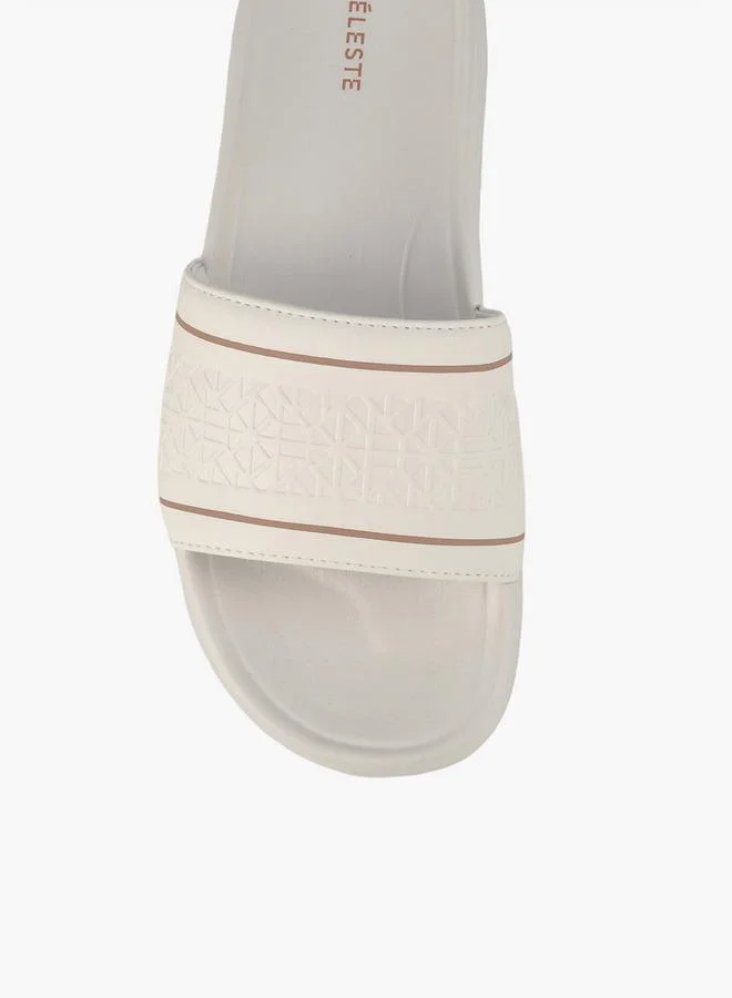 Celeste WHITE Women Embossed Slides for Women | Best Price UAE