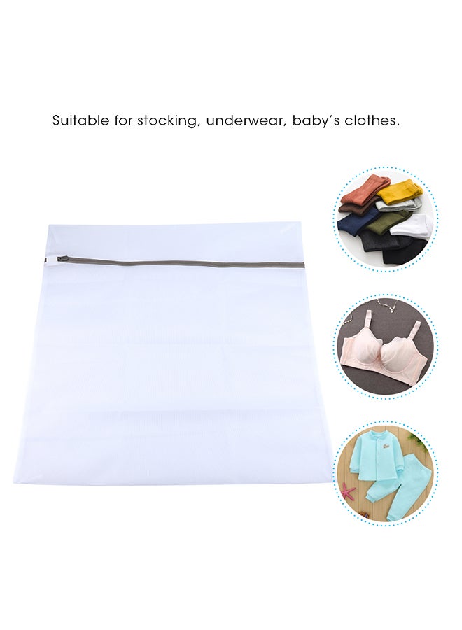 Zipper Closure Mesh Laundry Bag White - Image 3