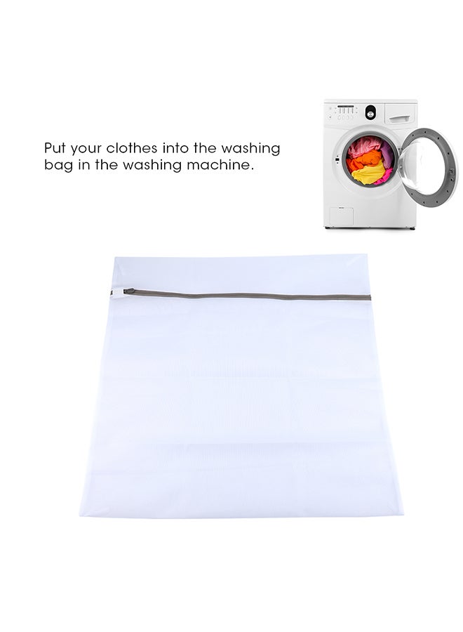 Zipper Closure Mesh Laundry Bag White - Image 2