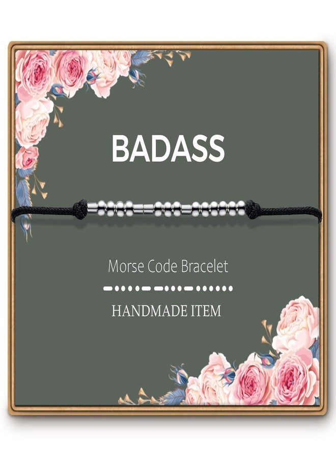 ASELFAD Morse Code Badass Bracelets for Women, Inspirational, Friendship, Funny, Birthday Gifts for Girls, Mom, Graduation Gifts for Her, kid, Sister, Best Friend, Daughter - Image 1