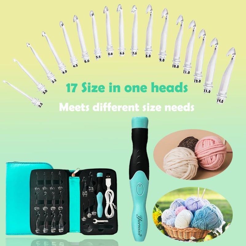Yarniss Lighted Crochet Hooks Set 2.5mm~14.0mm, 17 Sizes Light Up Crochet Hooks with Case - Image 2