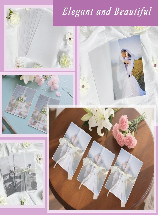 LazyMe 50 Pack Pre-Folded Vellum Jackets for 5x7 Invitations, 115 GSM Translucent Vellum Paper 5x7 Invitation Sleeves, Wedding Invitation Wraps for Weddings, Birthdays, Baby Showers - Image 3