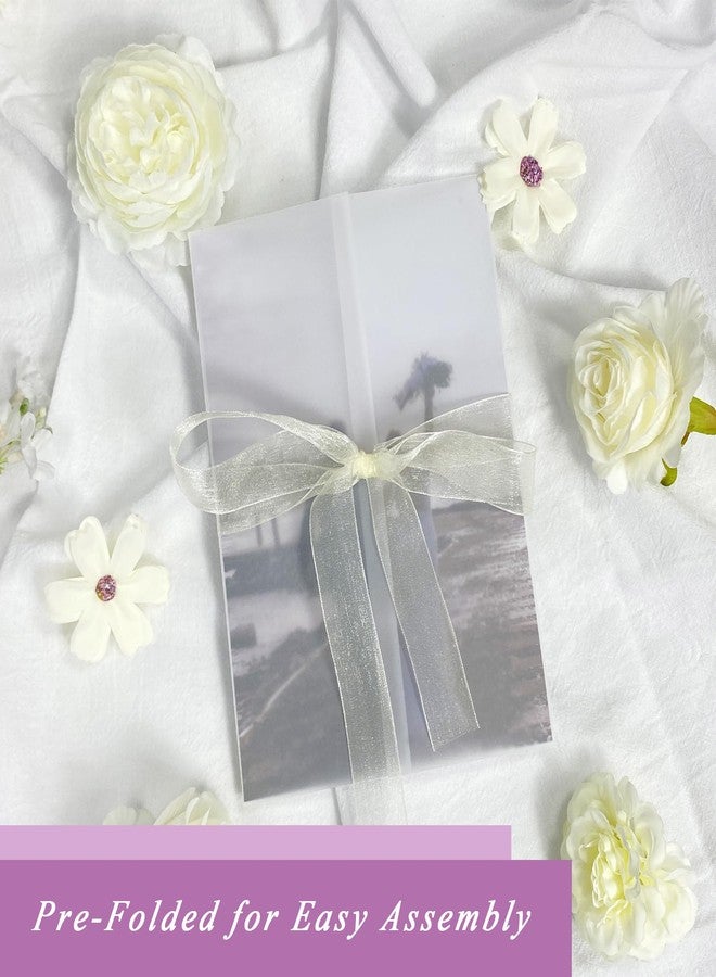 LazyMe 50 Pack Pre-Folded Vellum Jackets for 5x7 Invitations, 115 GSM Translucent Vellum Paper 5x7 Invitation Sleeves, Wedding Invitation Wraps for Weddings, Birthdays, Baby Showers - Image 4