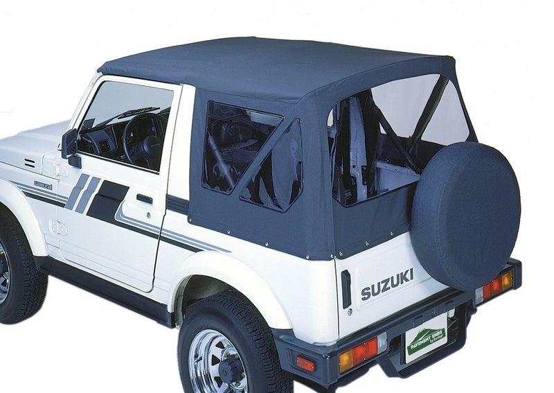 Pavement Ends by Bestop 5113315 Black Denim Replay Replacement Soft Top Clear Windows No door skins included for 19871995 Suzuki Samurai