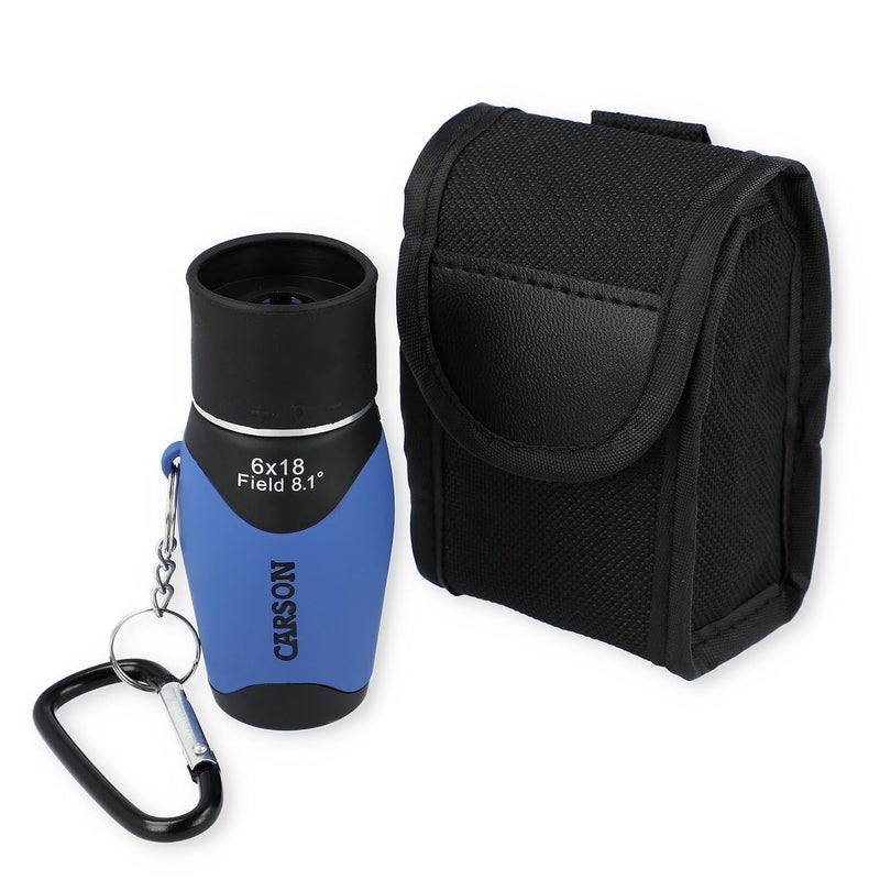 Carson MiniMight 6x18mm Pocket Monocular with Carabiner Clip, Blue (MM-618CB) - Image 1