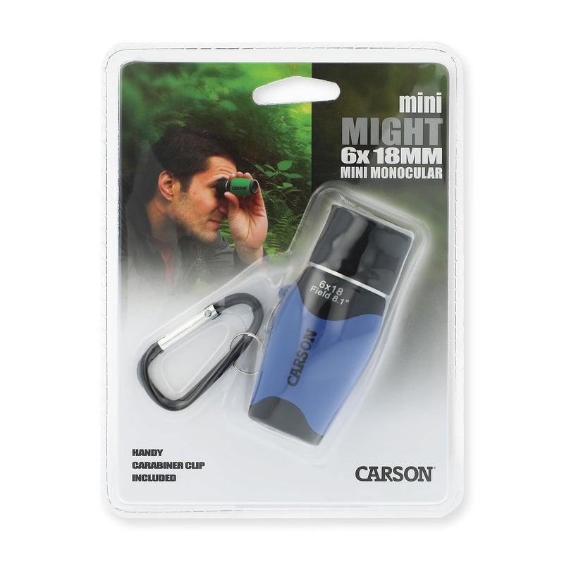 Carson MiniMight 6x18mm Pocket Monocular with Carabiner Clip, Blue (MM-618CB) - Image 4