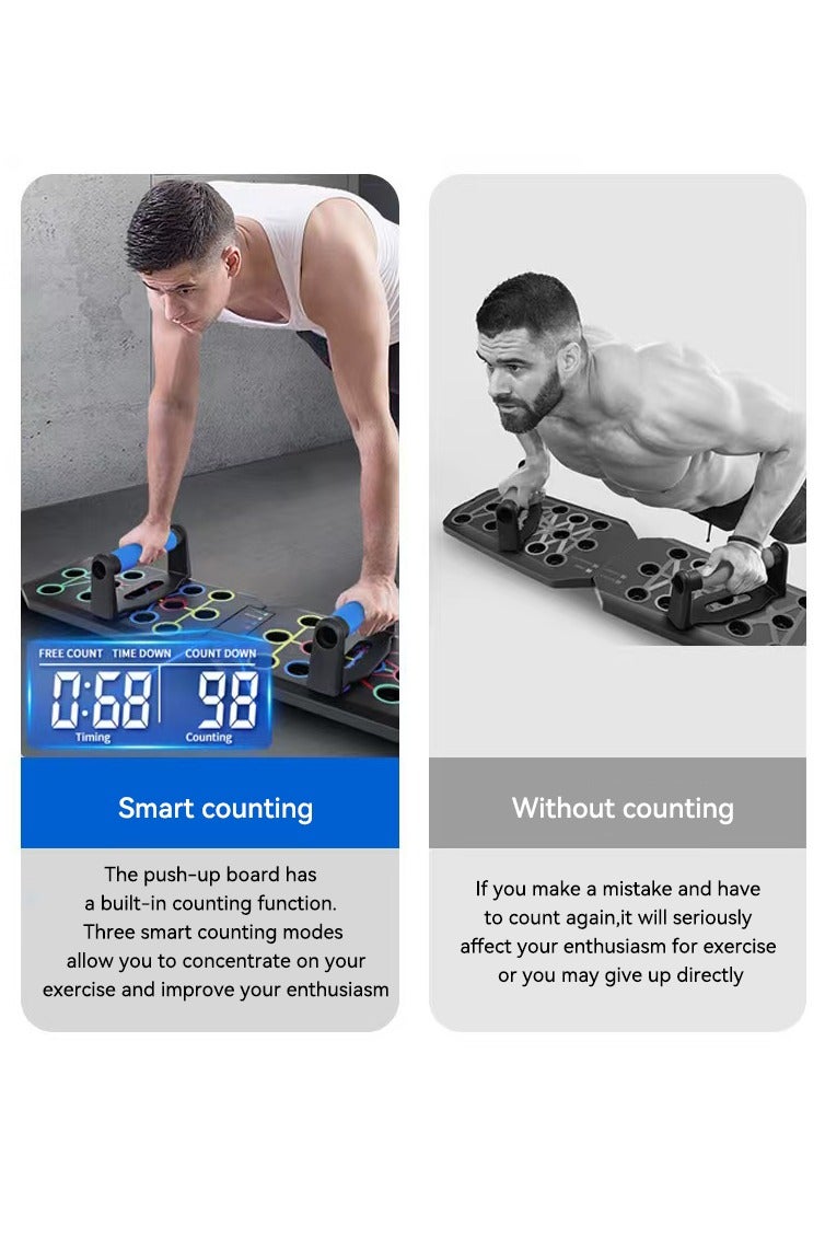 Axpeih Push-Up Board with Automatic Counting, Portable Home Workout Equipment, Foldable Push-Up Board, Home Gym Equipment,  Pectoral Abs Training Equipment with Pull rope 30-hole folding tape timing Tape Counting (rubber-coated handle + pull rope + storage bag) - Image 4