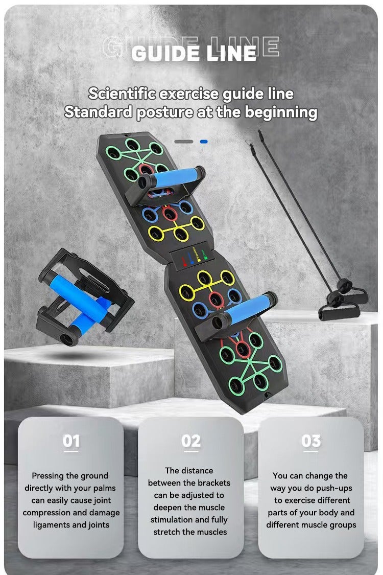 Axpeih Push-Up Board with Automatic Counting, Portable Home Workout Equipment, Foldable Push-Up Board, Home Gym Equipment,  Pectoral Abs Training Equipment with Pull rope 30-hole folding tape timing Tape Counting (rubber-coated handle + pull rope + storage bag) - Image 3