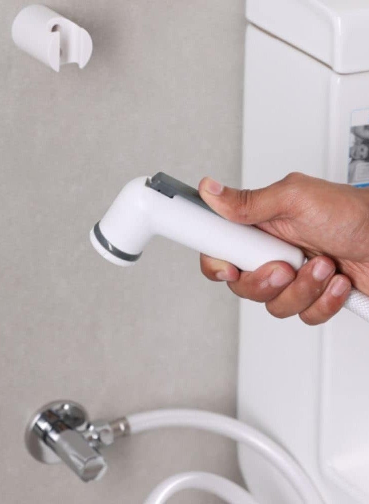 HAVEN PVC White Shattaf Full Set – Handheld Bidet Sprayer with Hose, Wall Bracket & Installation Kit, Durable & Leak-Proof for Personal Hygiene & Multipurpose Use - Image 2