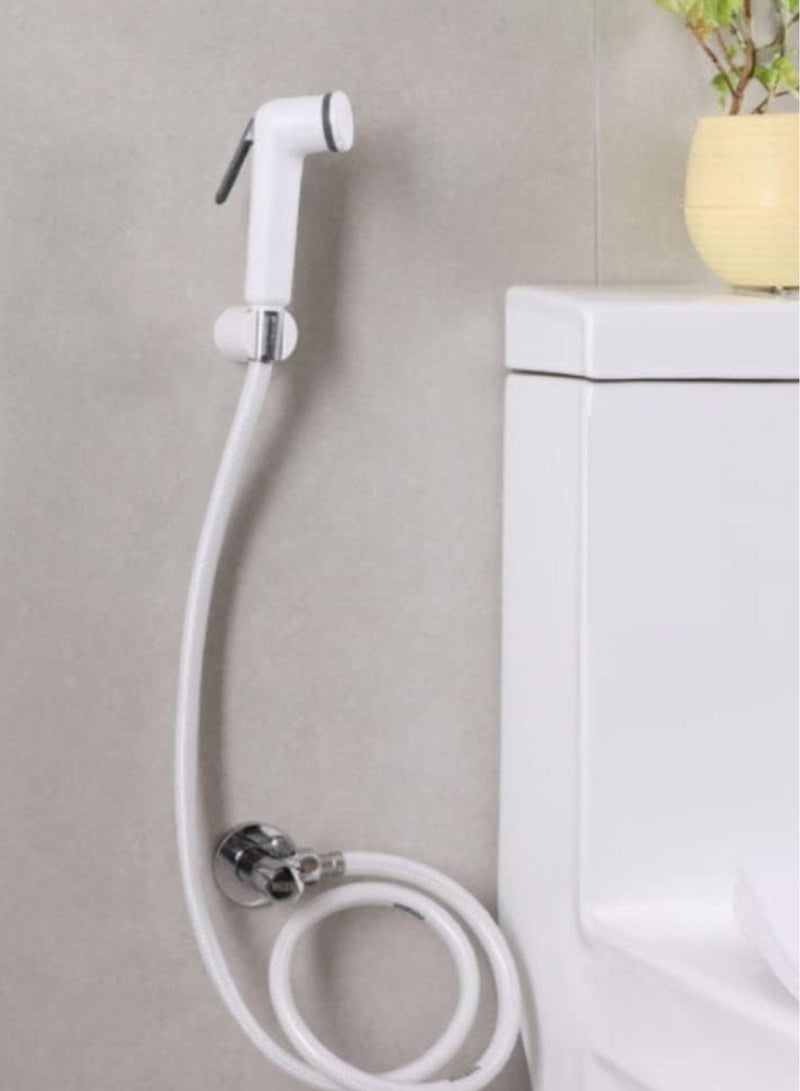 HAVEN PVC White Shattaf Full Set – Handheld Bidet Sprayer with Hose, Wall Bracket & Installation Kit, Durable & Leak-Proof for Personal Hygiene & Multipurpose Use - Image 5