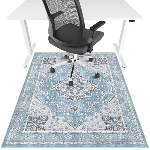 Lreedy Office Chair Mat for Hardwood Floor Tile Floor36X 48 Heavy Duty Desk Chair Mat for Hard Floors Under Desk Rug for Rolling Computer ChairAnti SlipLow Pile Carpet Floor ProtectorBlue - Image 1