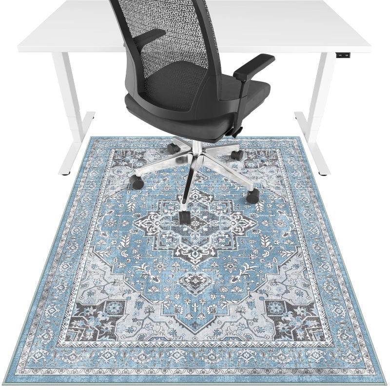 Lreedy Office Chair Mat for Hardwood Floor Tile Floor36X 48 Heavy Duty Desk Chair Mat for Hard Floors Under Desk Rug for Rolling Computer ChairAnti SlipLow Pile Carpet Floor ProtectorBlue - Image 2