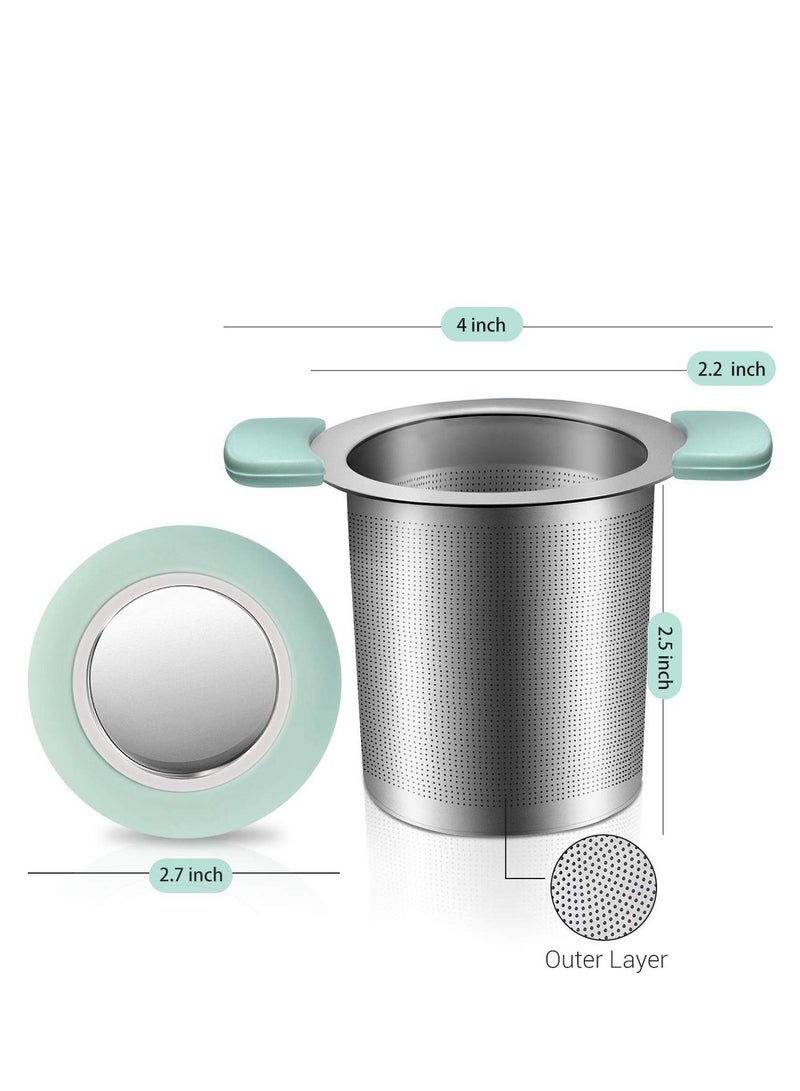 Tea Infuser with Anti-Scald Lid 18/8 Stainless Steel Tea Strainer Large Capacity Tea Filters Food-Safe Loose Tea Infuser Brewing Basket Mesh Strainer Pack of 2  - Image 4