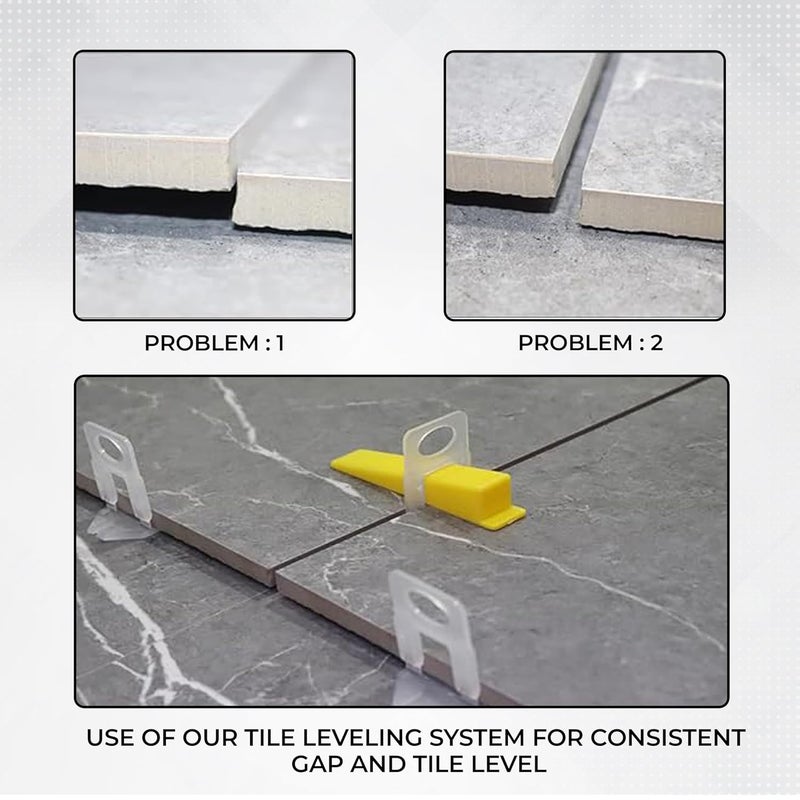 ROBUSTT Tile Leveling System Wedges (Yellow) - Tile Leveler Clips DIY Tile Leveler Spacers for Professional Floor Tiles, Ceramic Tile and Stone Installation - Pack of 100 - Image 4