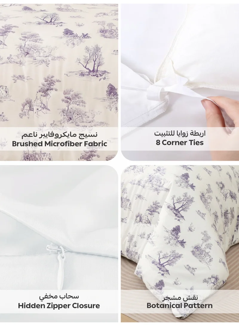 Donetella KING (200x200 cm) Printed Duvet Set, King Size Fits 200x200 cm - 6-Pcs Bed Set, Brushed Microfiber Fabric - 1 Duvet Cover, 1 Fitted Sheet, 2 Pillow Shams, 2 Pillowcases (Filler Not Included)  | Best Price UAE