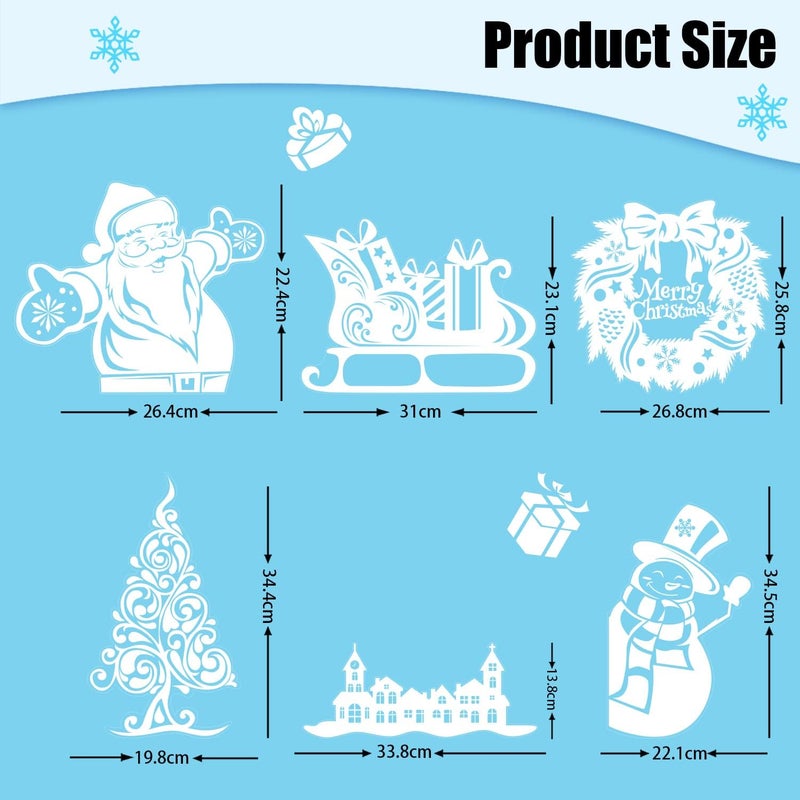 CCINEE Christmas Window Clings, 167pcs White Xmas Window Sticker 8 Sheets Snowflakes Santa Claus Reindeer Decals for Holiday Decoration Glass Window - Image 3