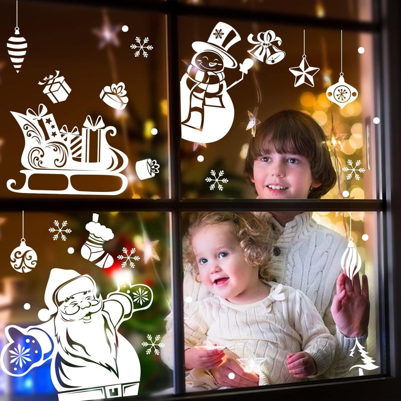 CCINEE Christmas Window Clings, 167pcs White Xmas Window Sticker 8 Sheets Snowflakes Santa Claus Reindeer Decals for Holiday Decoration Glass Window - Image 5