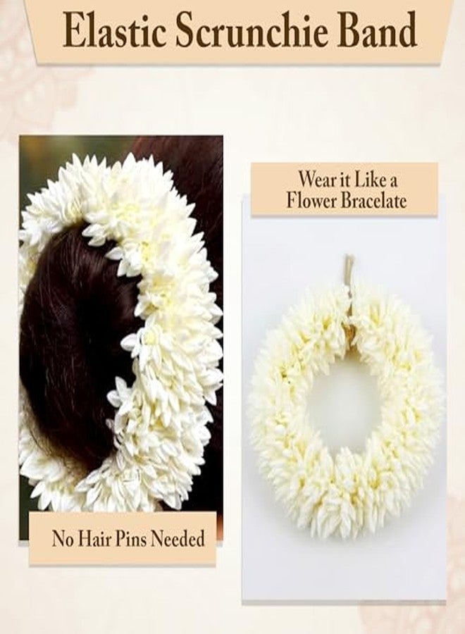 GLUN® Jasmine Flower Gajra for Hair Bun, Pack of 2 White Colour, Juda Hair Accessories for Women, Artificial Mogra Band - Image 4