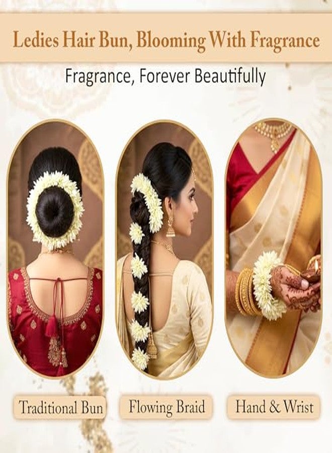 GLUN® Jasmine Flower Gajra for Hair Bun, Pack of 2 White Colour, Juda Hair Accessories for Women, Artificial Mogra Band - Image 5