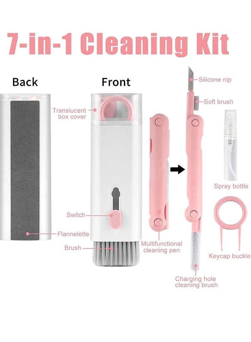 Pink 7-in 1 Laptop Screen Keyboard Earbud Cleaner Kit for Airpods Pro MacBook iPad iPhone iPod, walrfid Multi-Function Airpod Cleaning Pen Brush Tool Key Remover for PC Monitor, Phone, Computer - Image 2