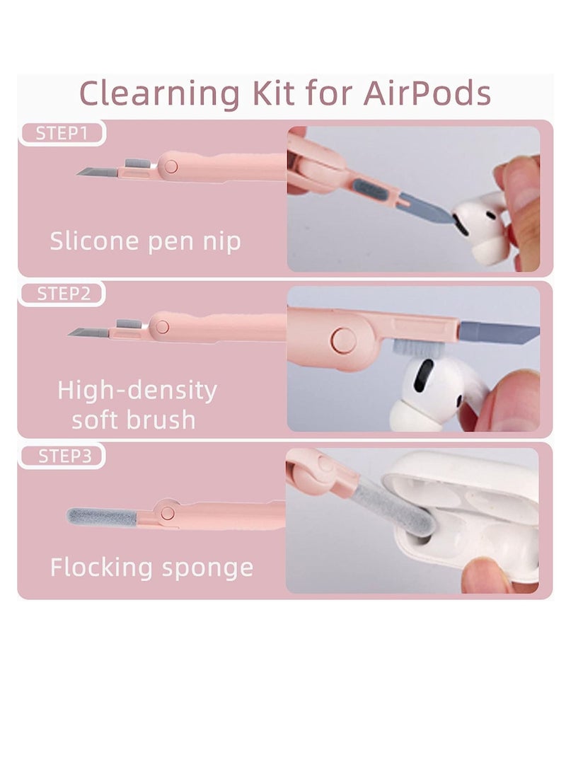 Pink 7-in 1 Laptop Screen Keyboard Earbud Cleaner Kit for Airpods Pro MacBook iPad iPhone iPod, walrfid Multi-Function Airpod Cleaning Pen Brush Tool Key Remover for PC Monitor, Phone, Computer - Image 3