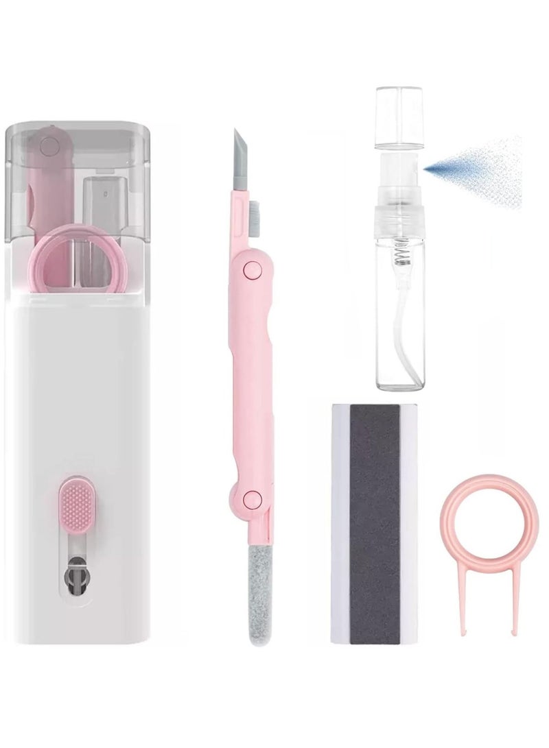 Pink 7-in 1 Laptop Screen Keyboard Earbud Cleaner Kit for Airpods Pro MacBook iPad iPhone iPod, walrfid Multi-Function Airpod Cleaning Pen Brush Tool Key Remover for PC Monitor, Phone, Computer - Image 1