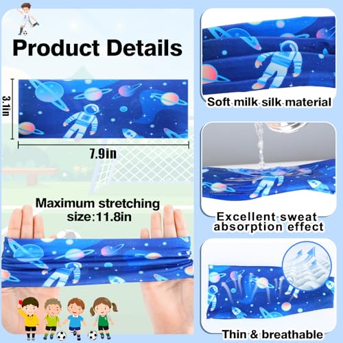 MADHOLLY Sweatbands for Kids - Non Slip Breathable Kids Athletic Sweatband Football Headband for Boys Girls 4 5 6 7 8 9 10 Years Gifts, Milk Silk Elastic Sweat Absorbing Hairband, Cartoon - Image 4
