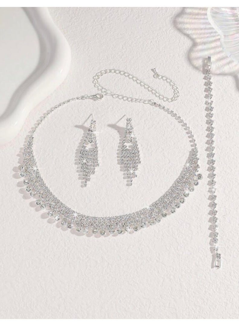 JewelryPalace Amazing Trendy Women's Zirconia Necklace And Earrings And Bracelet  Jewellery Set  - Image 3