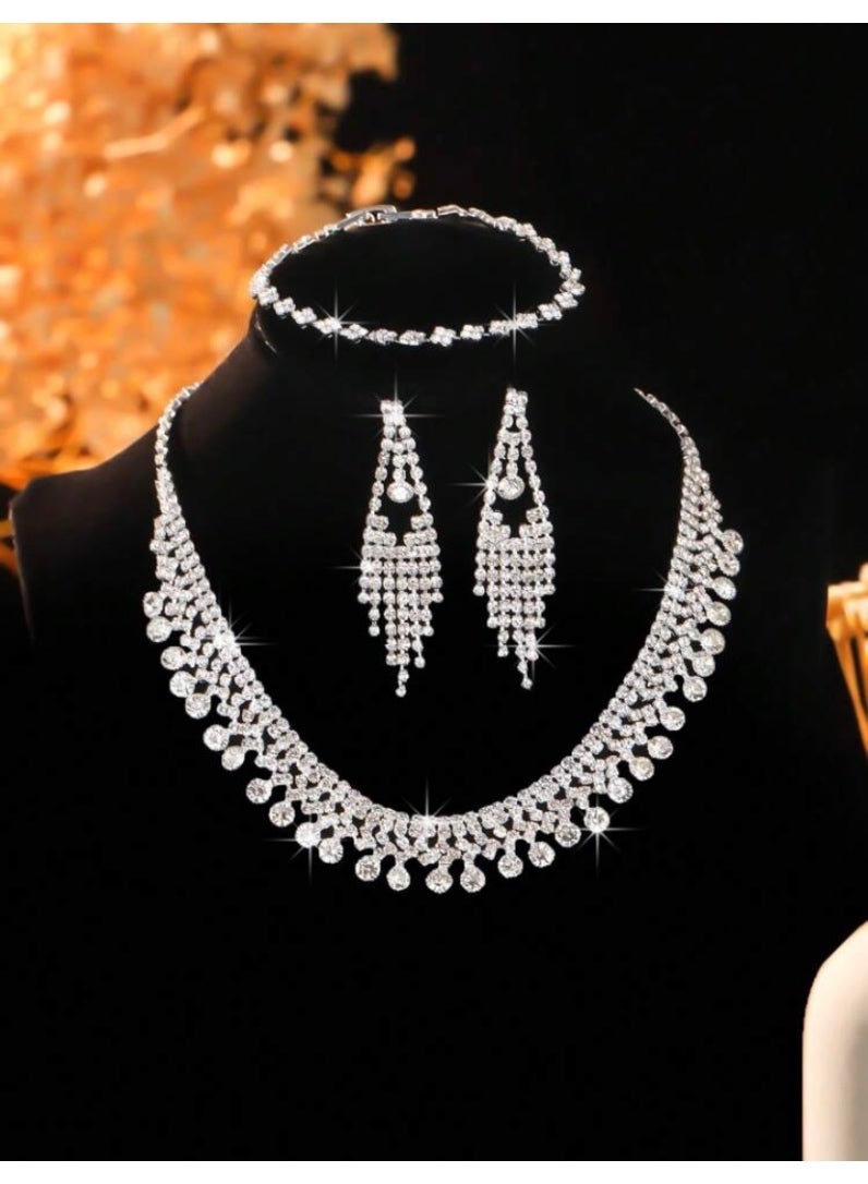 JewelryPalace Amazing Trendy Women's Zirconia Necklace And Earrings And Bracelet  Jewellery Set  - Image 2